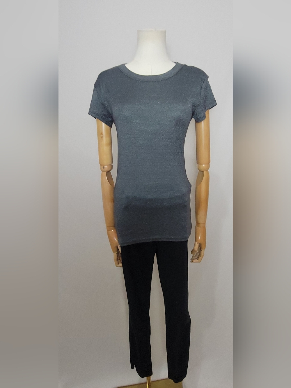 Michael Stars for Anthropologie Metallic Gray Crew Neck T-Shirt, Size OS
